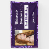 21歳のパープルサテンのカスタム旗 横断幕 (縦)