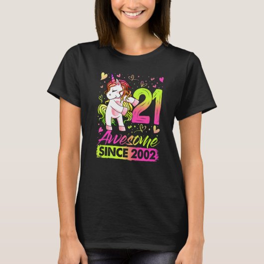 21歳のフロンユニコーン21歳の誕生日ガール Tシャツ (正面)