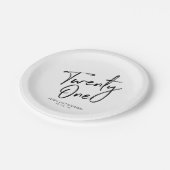 21歳のモダンなレタリング バースデー ペーパー プレート (アングル)