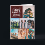 21歳のモダン誕生日写真集 カード<br><div class="desc">クールBurgundy Photos Collage Grid 21 birthday、友人の写真を8つ追加し、お気に入りのScript Photos Collage Grid 21 barthday、Script Photos Collage Grid フォントタイポグラフィを追加します。内部にメッセージを追加します。</div>