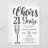 21歳のモノクロ誕生日パーティーおめでとう 招待状 (正面)