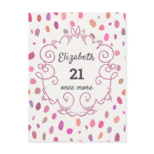 21歳の再誕生日パーティー招待状 ピンクでかわいい
