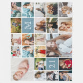 21歳の大きな誕生日パーソナライズされた22フォトコラージュ フリースブランケット (正面)