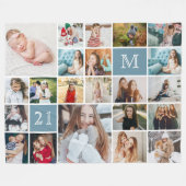 21歳の大きな誕生日パーソナライズされた22フォトコラージュ フリースブランケット (正面(横))