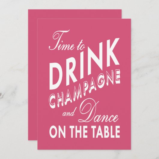 21歳の招待状タイムでシャンパンピンクを飲む 招待状 (正面/裏面)