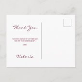 21歳の誕生日ありがとうバーガンディフローラホワイト ポストカード (裏面)