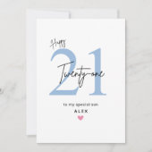 21歳の誕生日おめでとうカード(シンプルな息子用) カード (正面)