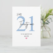 21歳の誕生日おめでとうカード（シンプルな息子用） カード (スタンド正面)