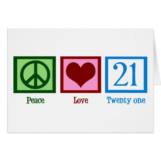 21歳の誕生日おめでとうカード Peace Love (正面横)