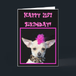 21歳の誕生日おめでとうチワワパンクグリーティングカード カード<br><div class="desc">21歳の誕生日おめでとうチワワパンクグリーティングカード</div>