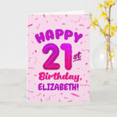 21歳の誕生日おめでとう カスタムネームカード カード (黄色い花)