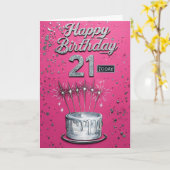 21歳の誕生日おめでとう カード (黄色い花)