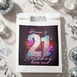 21歳の誕生日おめでとう グラムシルバーディスコボールミュージックノーツ フェイバーバッグ