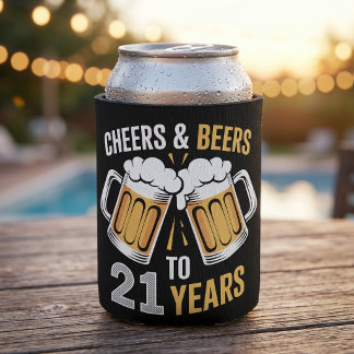 21歳の誕生日おめでとう!チェアーズ&ビール 缶クーラー