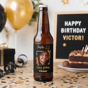 21歳の誕生日おめでとう チャプター21 ブラックフォト ビールラベル