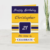 21歳の誕生日おめでとう ネイビー カード (正面)