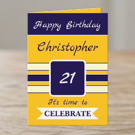21歳の誕生日おめでとう ネイビー カード