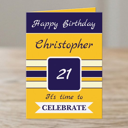21歳の誕生日おめでとう ネイビー カード