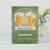 21歳の誕生日おめでとう！ビール21周年 二十一 男の誕生日 招待状 (スタンド正面)