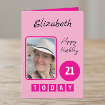21歳の誕生日おめでとう ピンクのフォント