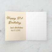 21歳の誕生日おめでとう ブラウン パステル イエロー 名前 日付  カード (内部)