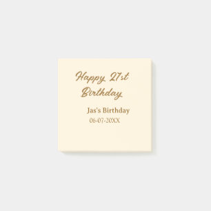 21歳の誕生日おめでとう ブラウン パステル イエロー 名前 日付 ポストイット