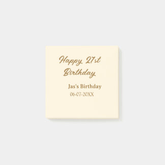 21歳の誕生日おめでとう ブラウン パステル イエロー 名前 日付 ポストイット