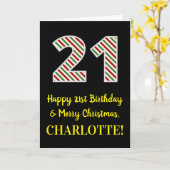 21歳の誕生日おめでとう、メリークリスマス、名前をカスタムする カード (黄色い花)