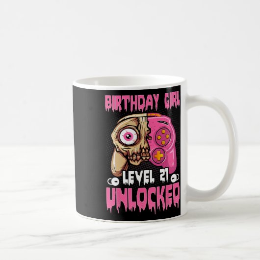 21歳の誕生日おめでとう！レベル21解除済み ゲーム女子 ハ コーヒーマグカップ (右)
