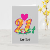 21歳の誕生日おめでとう、今日は21日 カード (黄色い花)