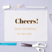 21歳の誕生日おめでとう 名前と日付を追加するシンプルなデザイン 薄葉紙 (クラフト)