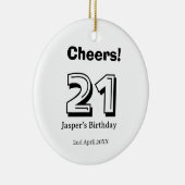 21歳の誕生日おめでとう 名前入り ギフト 男の子 男性 太字 セラミックオーナメント (右)