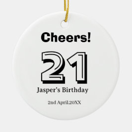 21歳の誕生日おめでとう 名前入り ギフト 男の子 男性 太字 セラミックオーナメント