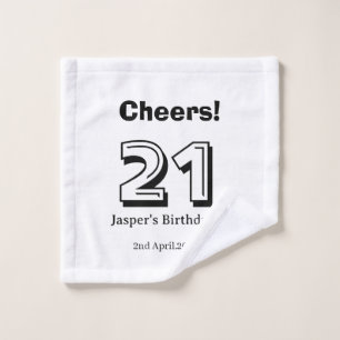 21歳の誕生日おめでとう 名前入り ボールド体 ギフト 男性 少年 ウォッシュタオル