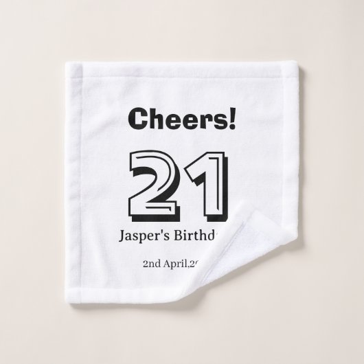 21歳の誕生日おめでとう 名前入り ボールド体 ギフト 男性 少年 ウォッシュタオル (ウォッシュタオル)