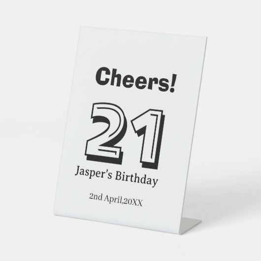 21歳の誕生日おめでとう 名前入り ボールド体 メンズ ギフト 台座サイン (正面)