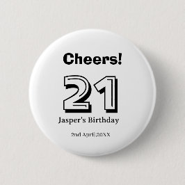 21歳の誕生日おめでとう 名前入り 太字 ボーイ・男性へのギフト 缶バッジ