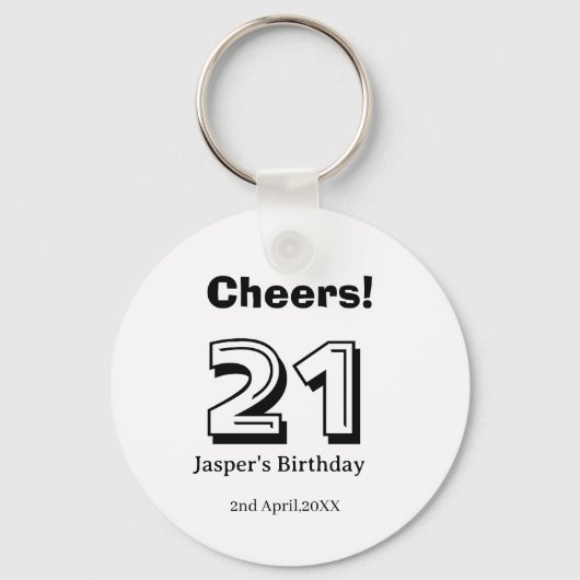 21歳の誕生日おめでとう 大文字 名前 男性 ギフト キーホルダー (正面)