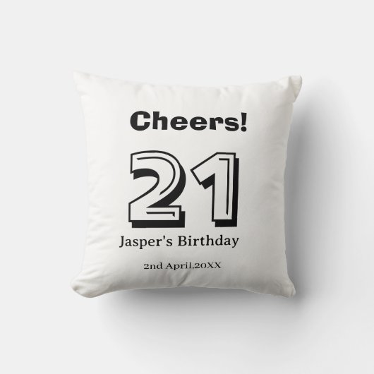 21歳の誕生日おめでとう 大文字 名前 男性 ギフト クッション (正面)