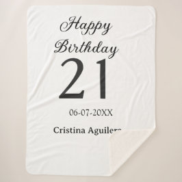 21歳の誕生日おめでとう 太字 シンプル 名前入り シェルパブランケット
