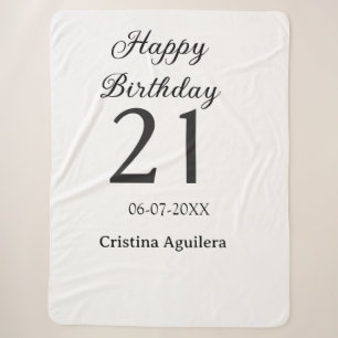 21歳の誕生日おめでとう 太字 シンプル 名前入り シェルパブランケット
