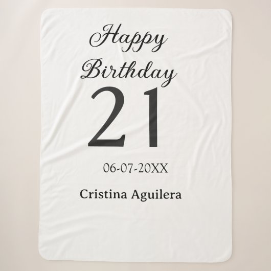 21歳の誕生日おめでとう 太字 シンプル 名前入り シェルパブランケット (正面)