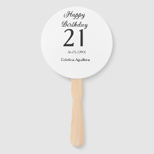 21歳の誕生日おめでとう 太字 シンプル 名前入り ハンドファン