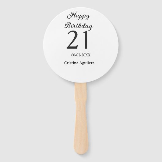 21歳の誕生日おめでとう 太字 シンプル 名前入り ハンドファン (正面)