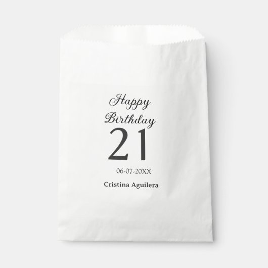 21歳の誕生日おめでとう 太字 シンプル 名前入り フェイバーバッグ (正面)