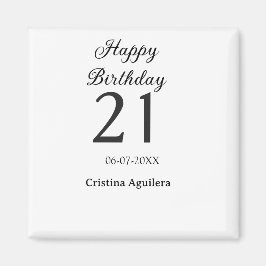 21歳の誕生日おめでとう 太字 シンプル 名前入り マグネット