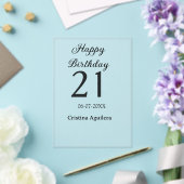 21歳の誕生日おめでとう 太字 シンプル 名前入り ミニマル アクリル招待状 (インサイチュ (ウェディング))
