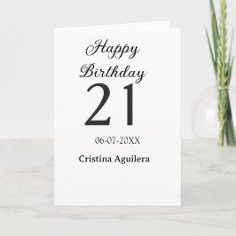 21歳の誕生日おめでとう 太字 シンプル 名前入り ミニマル カード