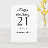 21歳の誕生日おめでとう 太字 シンプル 名前入り ミニマル カード (黄色い花)