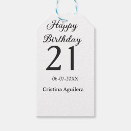 21歳の誕生日おめでとう 太字 シンプル 名前入り ミニマル ギフトタグ